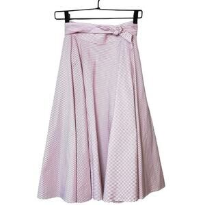 Beams Boy Women’s A Line Striped Flare Wrap Skirt Pink/White Size S/M